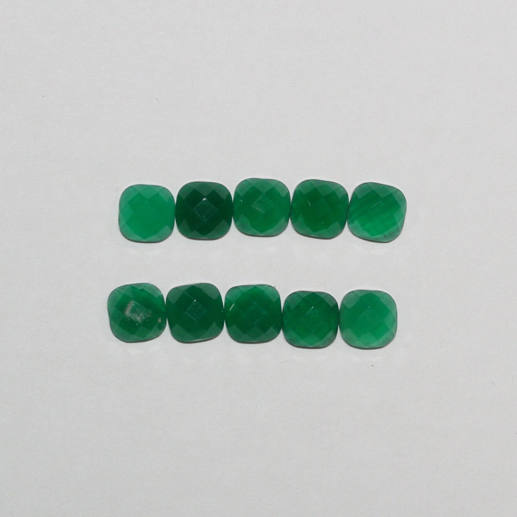 10 Pcs Lot Green Onyx Square Faceted Cabochon 6mm (10 pcs)
