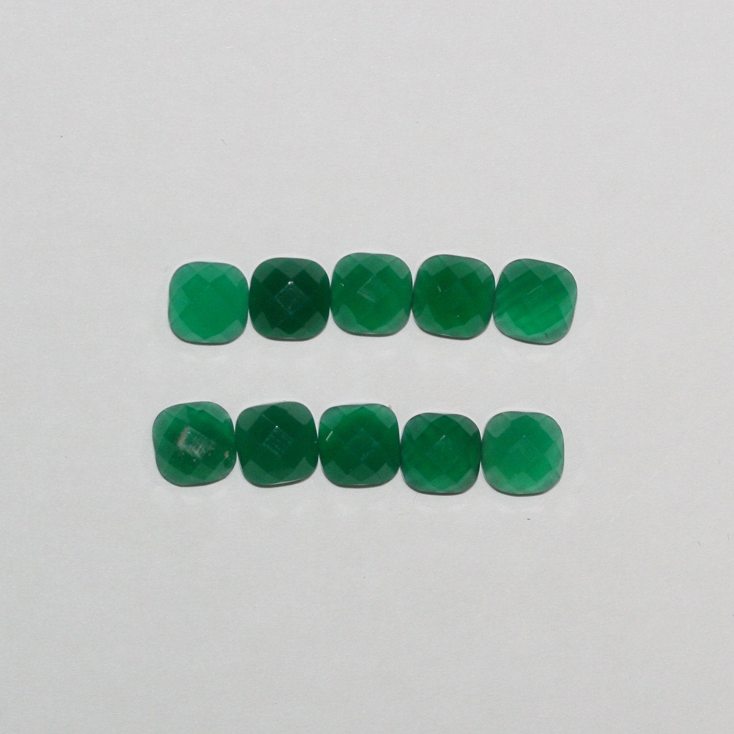10 Pcs Lot Green Onyx Square Faceted Cabochon 6mm (10 pcs)