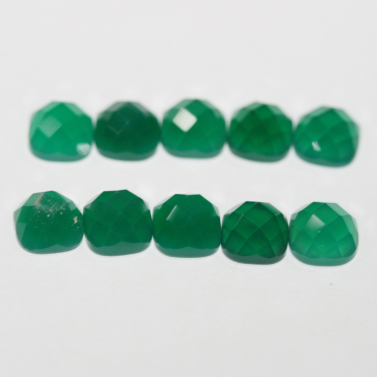 10 Pcs Lot Green Onyx Square Faceted Cabochon 6mm (10 pcs)