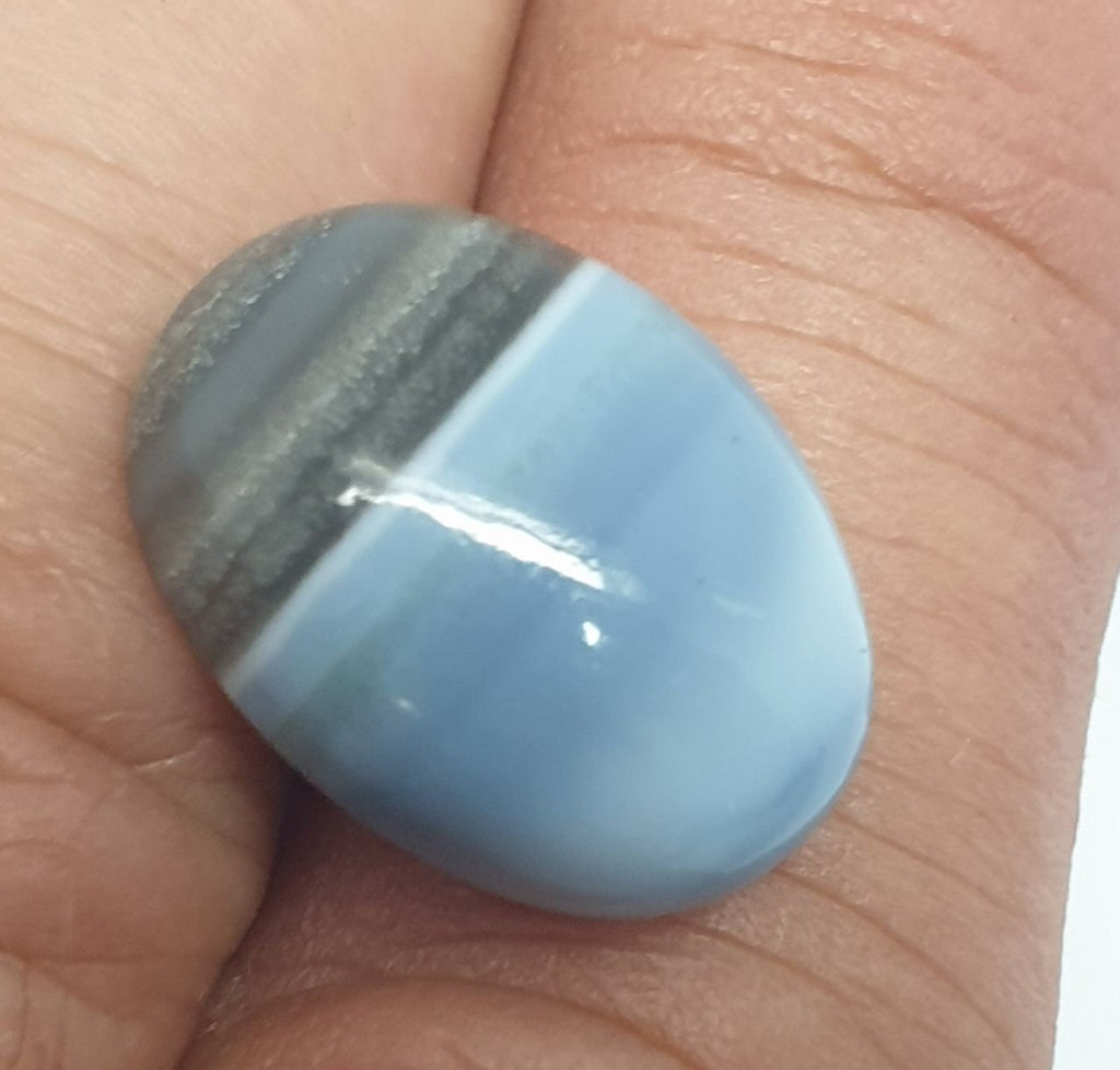 Natural Blue Stripe Opal Oval Cabochon 17x12.5mm.-(10.34ct)