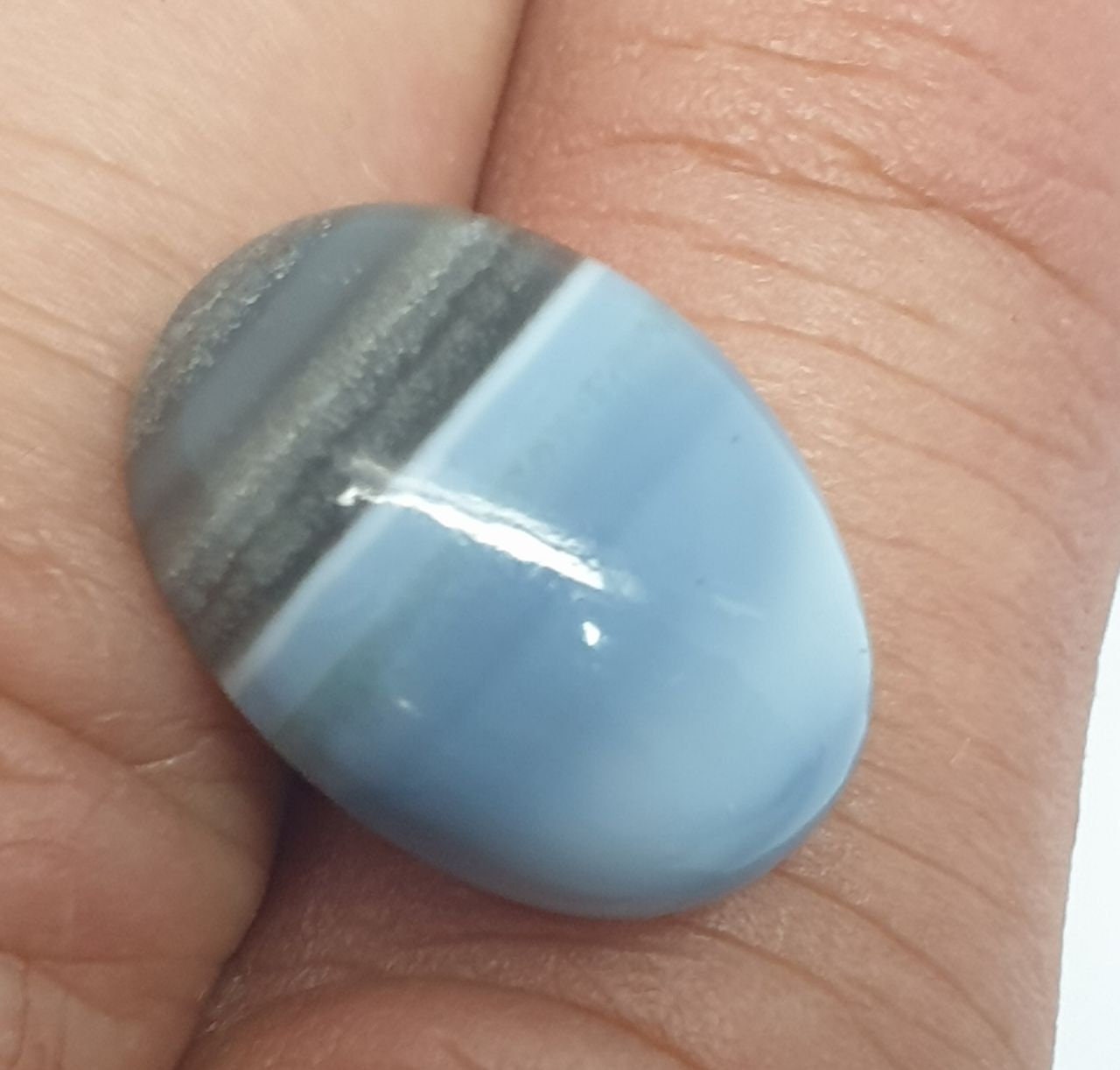 Natural Blue Stripe Opal Oval Cabochon 17x12.5mm.-(10.34ct)