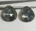 AAA Moss Agate Matching Pair Cabochons Faceted Cut 25.37ct 22x22mm One Of A kind