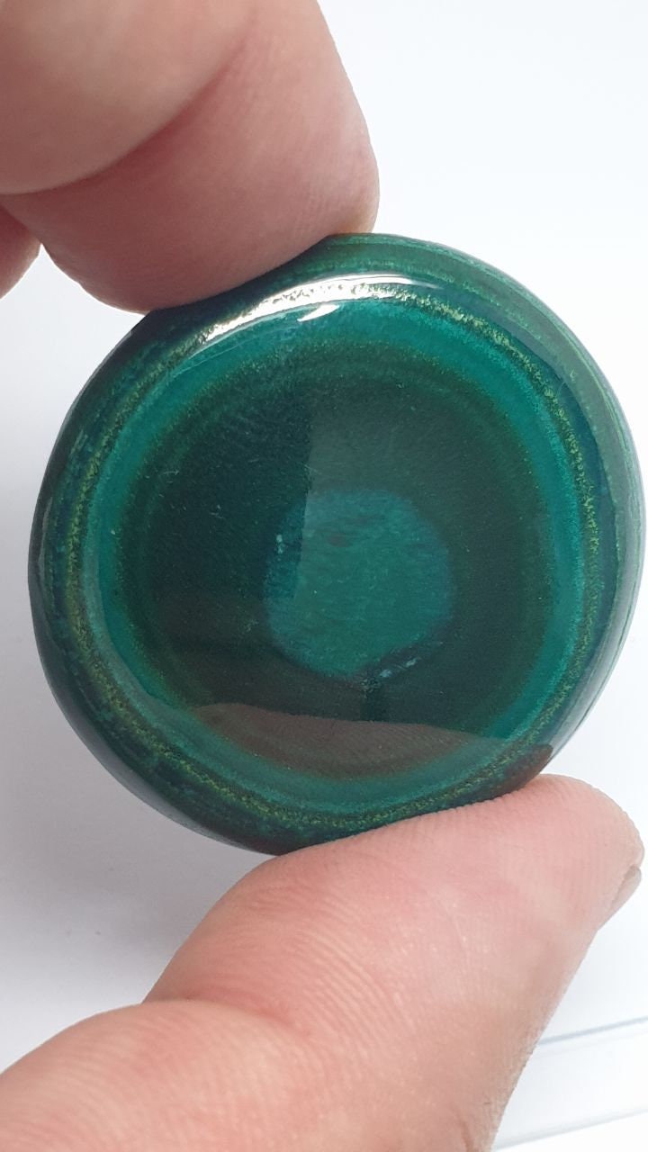 Cabochon rond de malachite de grande taille, 35,4 mm (87 ct) - Pierre précieuse naturelle
