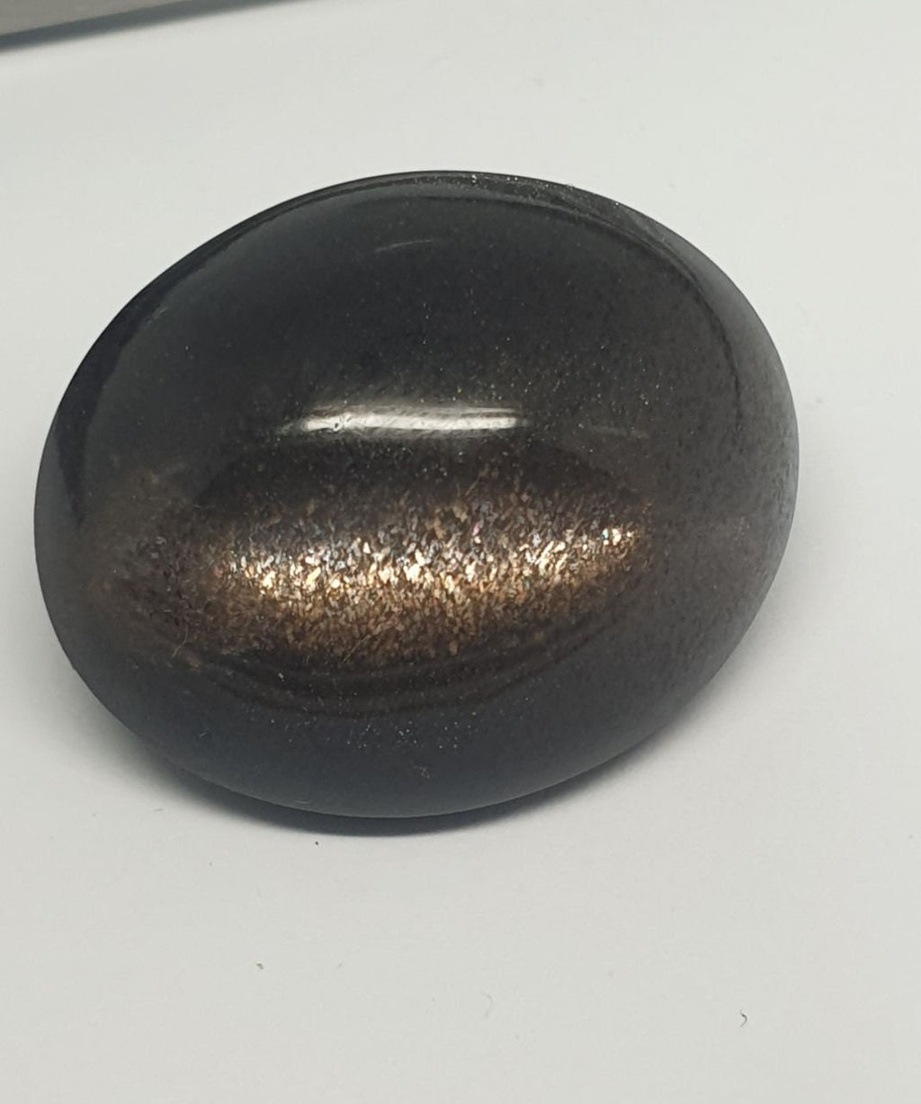 Cabochon ovale lisse en diopside Big Black Star, 23,8 x 19,6 mm (41,3 ct) - Astérisme parfait, qualité supérieure