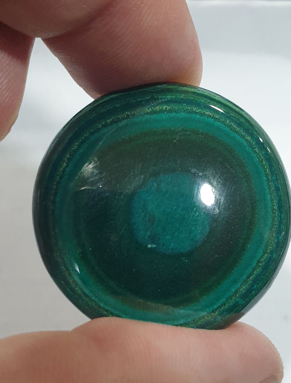 Cabochon rond de malachite de grande taille, 35,4 mm (87 ct) - Pierre précieuse naturelle
