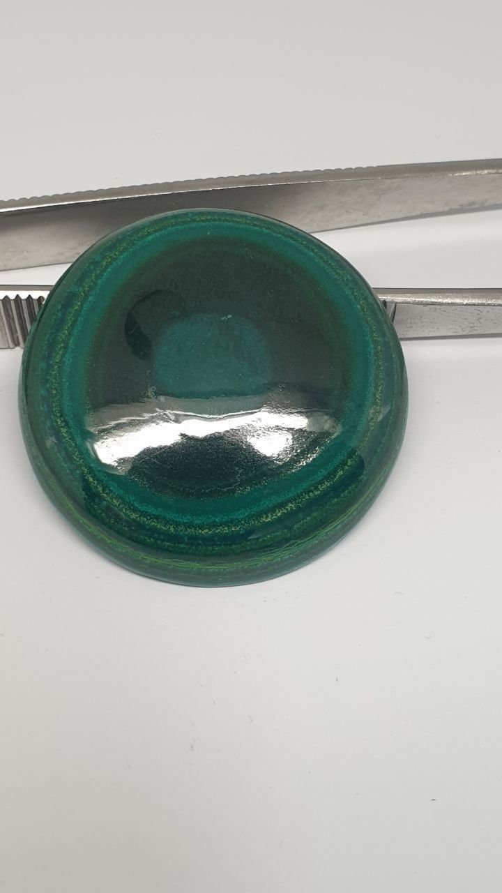 Cabochon rond de malachite de grande taille, 35,4 mm (87 ct) - Pierre précieuse naturelle