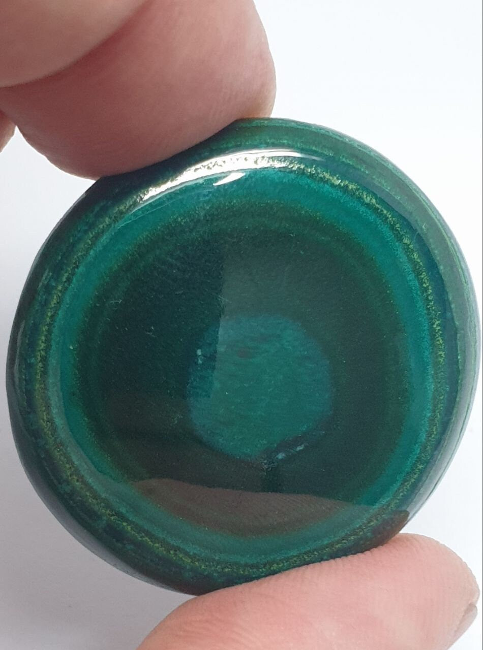 Cabochon rond de malachite de grande taille, 35,4 mm (87 ct) - Pierre précieuse naturelle