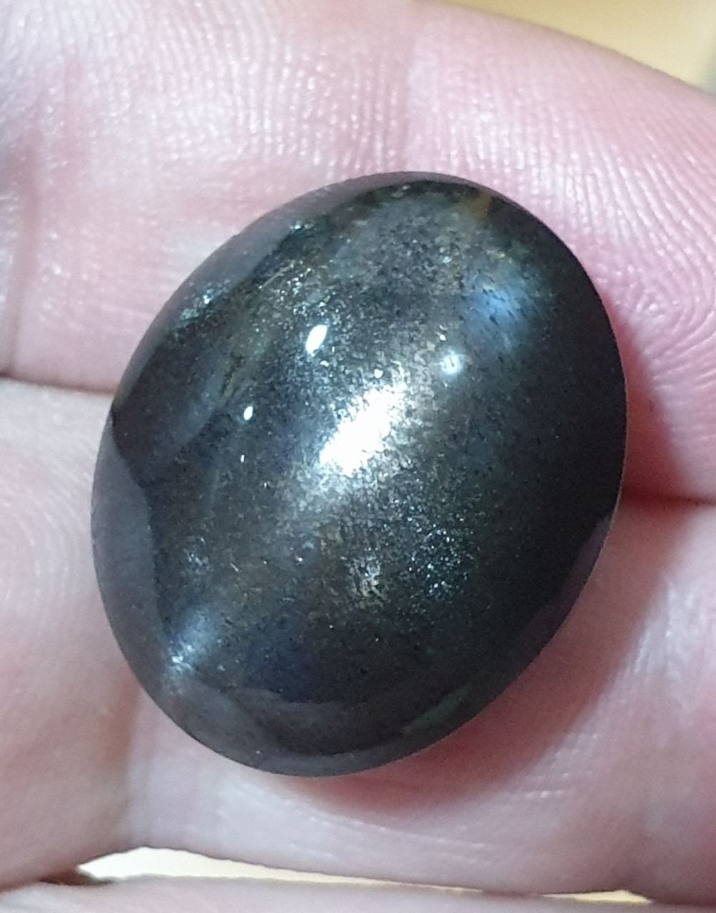 Cabochon ovale lisse en diopside Big Black Star, 23,8 x 19,6 mm (41,3 ct) - Astérisme parfait, qualité supérieure