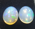 1 Matching Pair White   Opal Cabochons 11x9mm - Natural Untreated Gemstone - Opal Cabochon