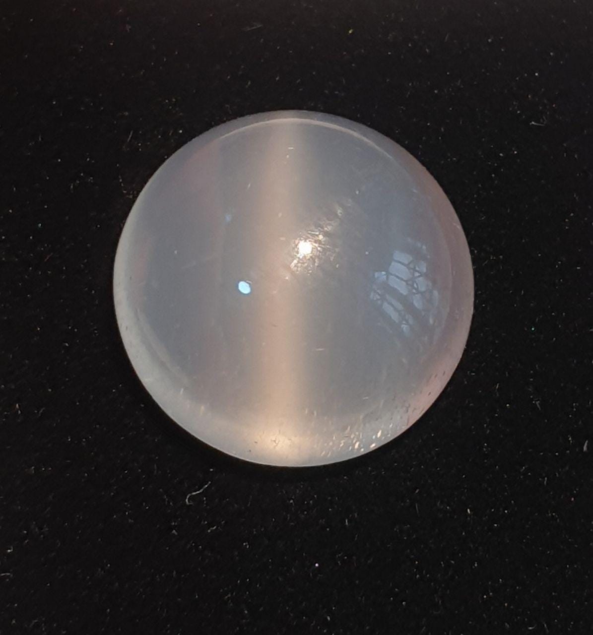 Pierre de lune œil-de-chat AAA unique en son genre, cabochon rond de 15 mm, gemme non traitée de qualité supérieure avec chatoyance.