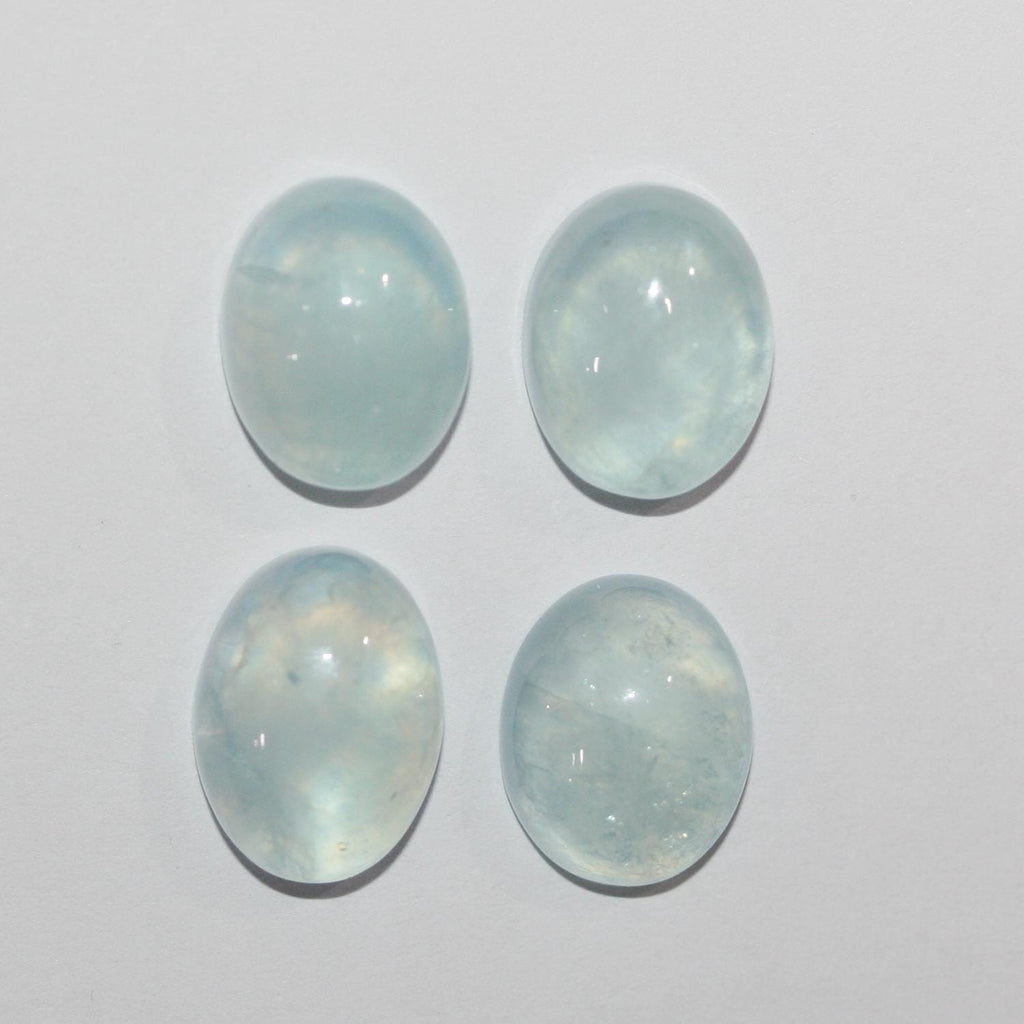 4Pcs Lot Aquamarine Oval Cabochon 16x12mm (4 pcs). - Hard Gems