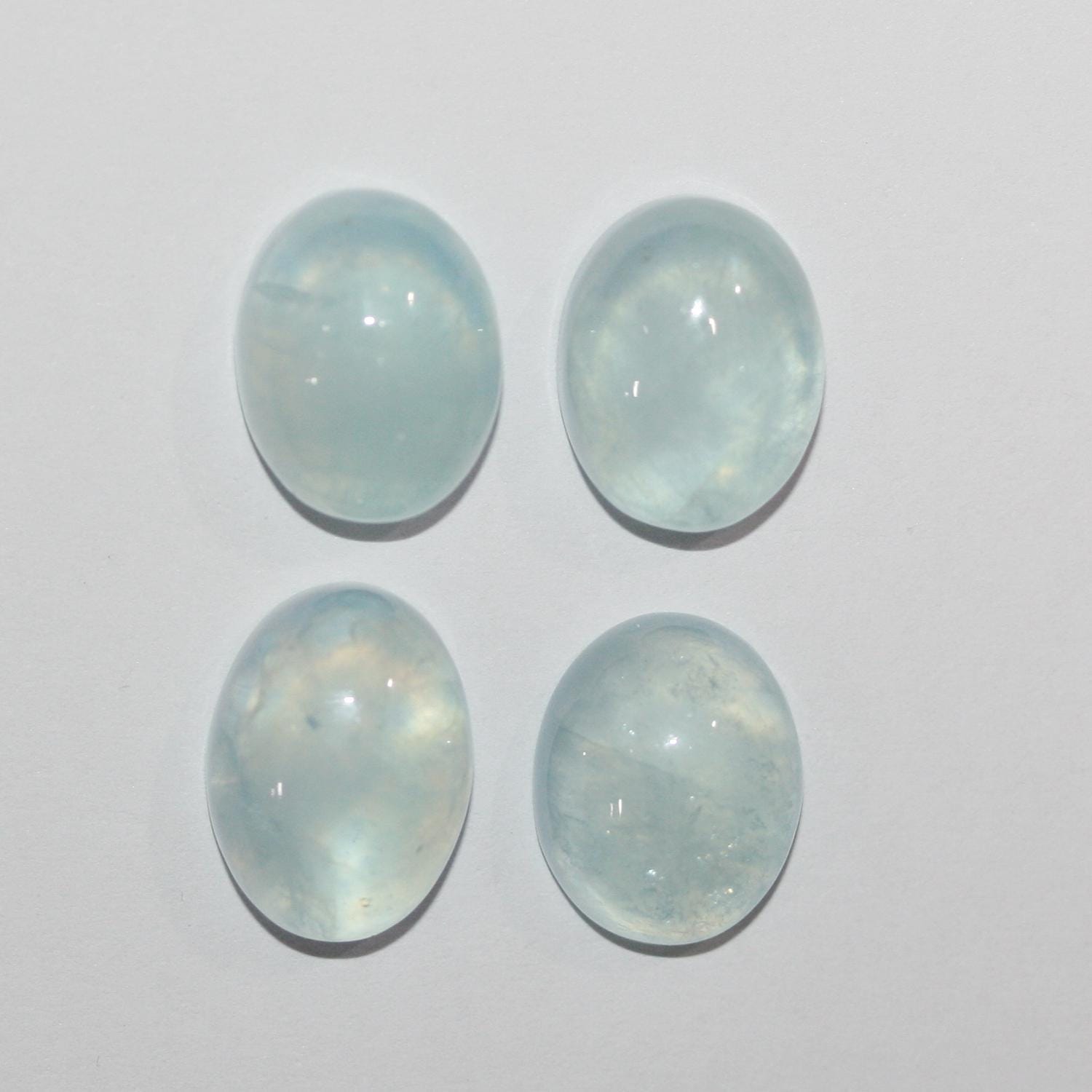 4Pcs Lot Aquamarine Oval Cabochon 16x12mm (4 pcs). - Hard Gems