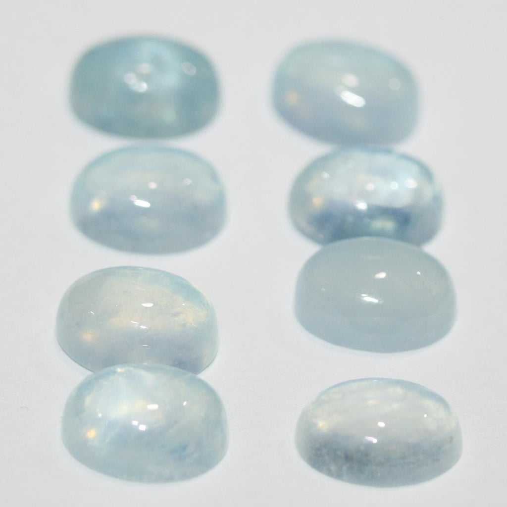 8Pcs Lot Aquamarine Oval Cabochon 12x9mm (8 pcs) - Hard Gems