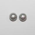 1 Pair High Gray Cultured Button Pearl 10.5-11mm.-Approx.-Half Drill. Button Natural  Pearl-Price Per 1 Pair- Pearl Earring