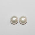 1 Pair High Cultured Button Pearl 10.5-11mm.-Approx.-Half Drill. Button Natural  Pearl-Price Per 1 Pair- Pearl Earring