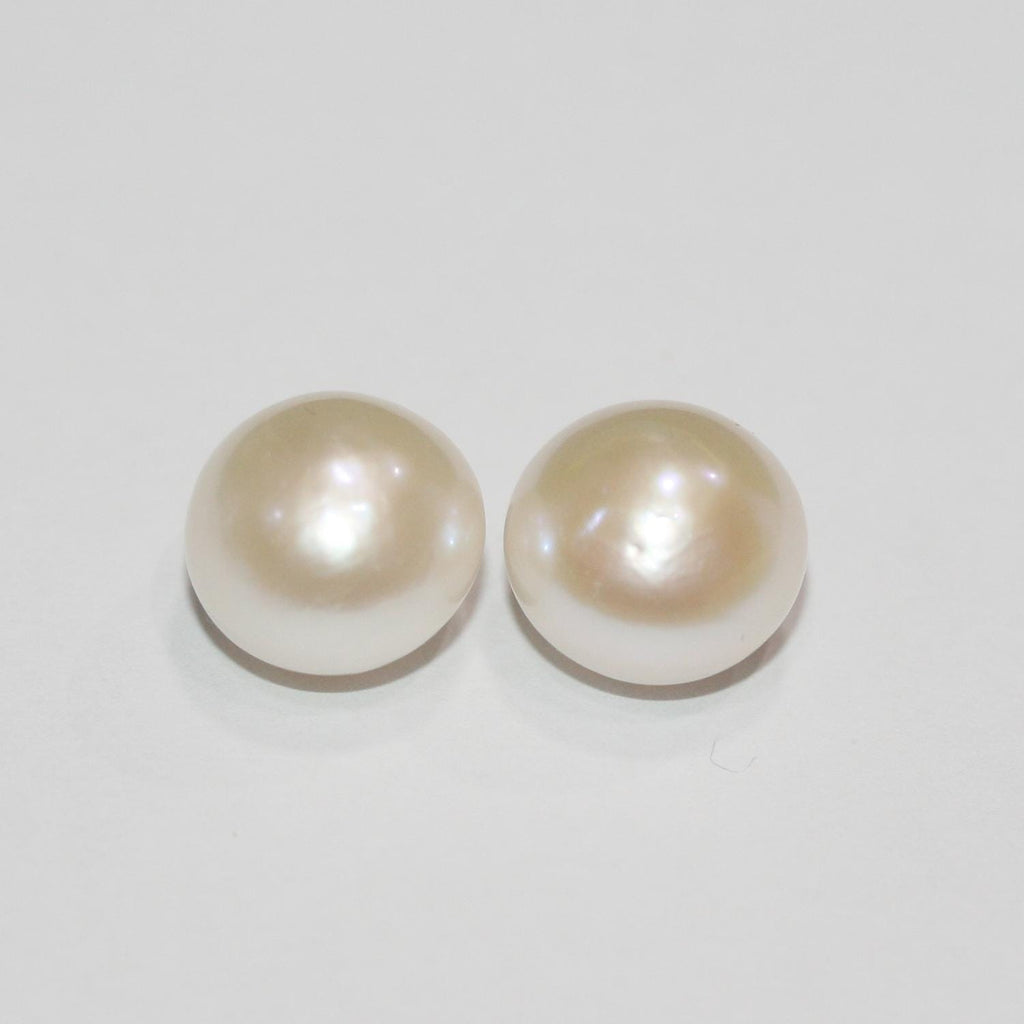 1 Pair Cultured Round Pearl 9-10mm.-Approx.-Half Drill. Round Natural  Pearl-Price Per 1 Pair- Pearl Earring
