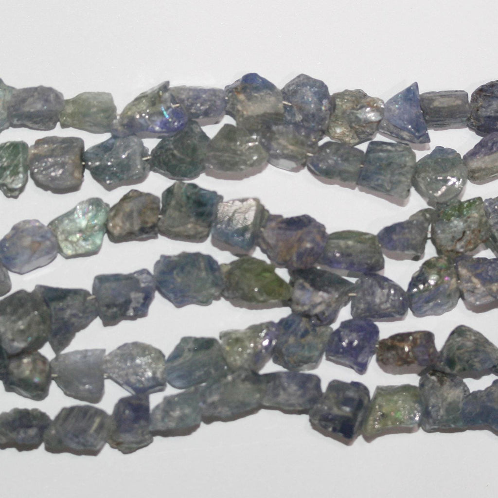 Cuentas de pepitas de tanzanita sin pulir de 16" (6-7 mm). Aprox. - Hilo de 40 cm.