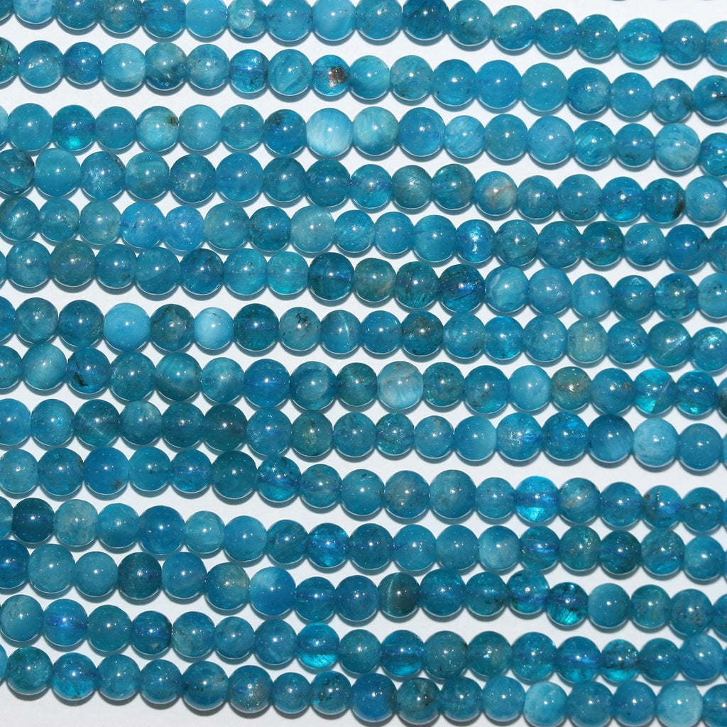 Perles rondes lisses en apatite St de 15 pouces (4 mm) - Fil de 39 cm