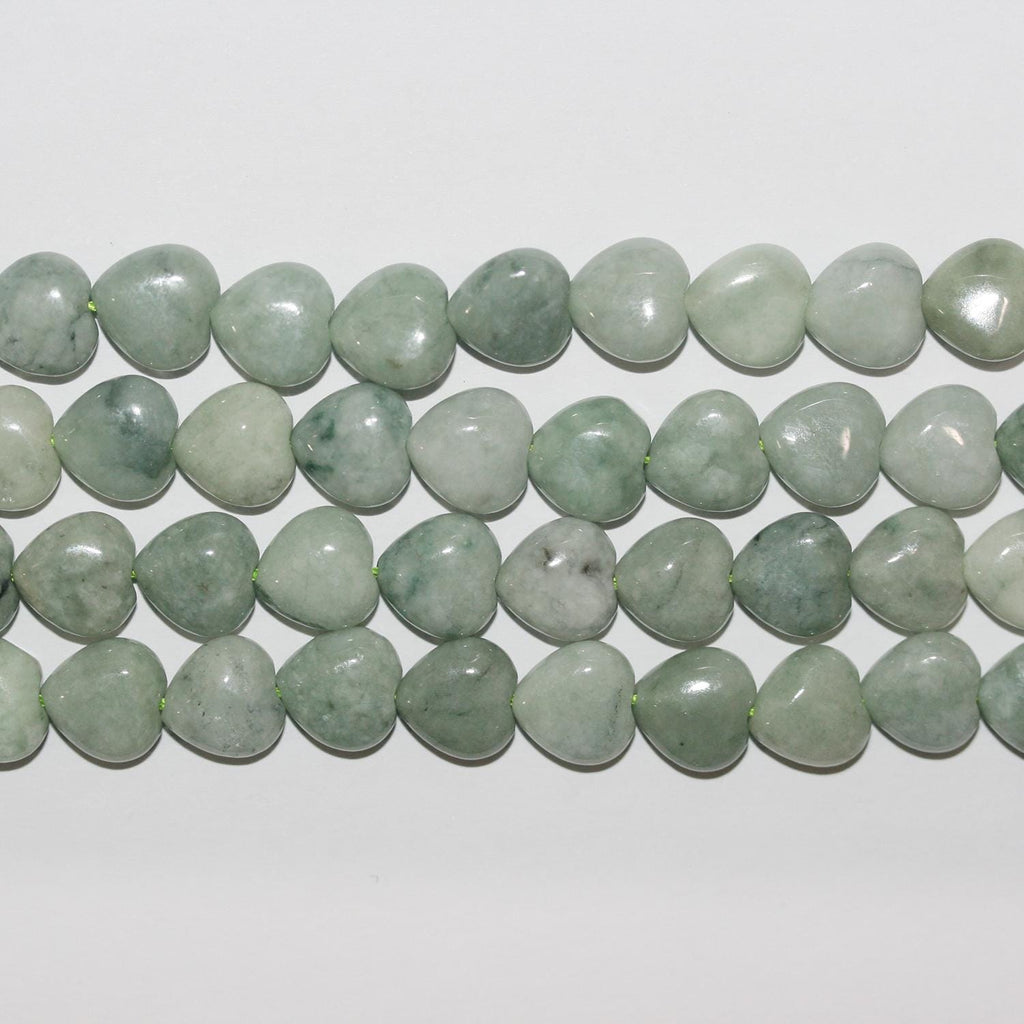 12" St Burma Jade Smooth Heart Beads 10mm.-Strand 30cm