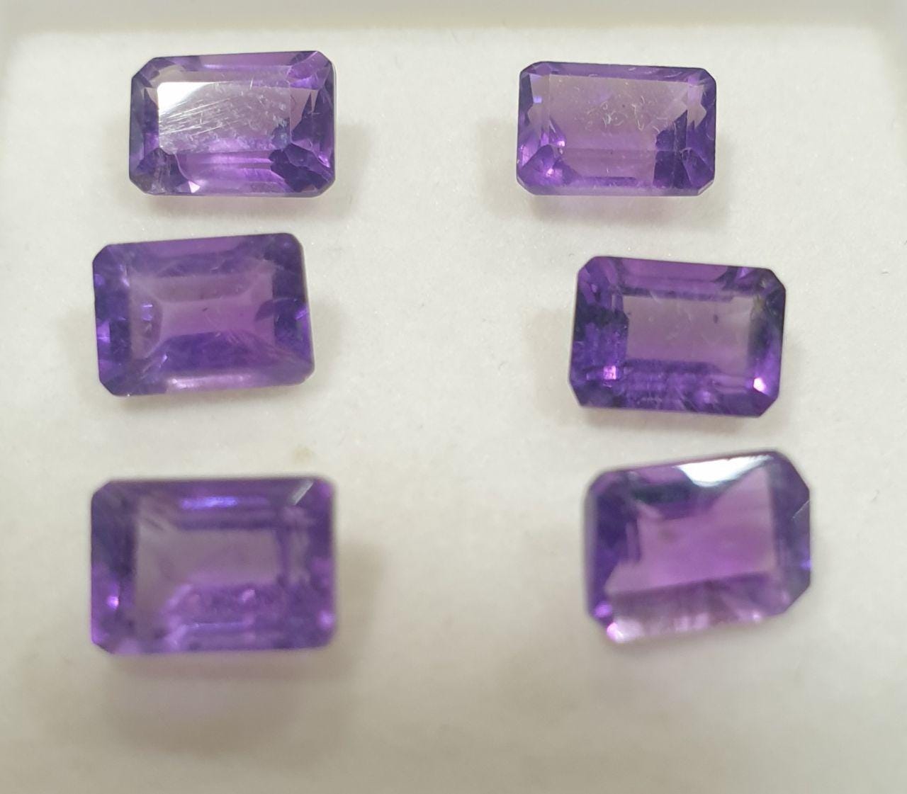 Lote de 6 amatistas octagonales facetadas de 7 x 5 mm (6 unidades)