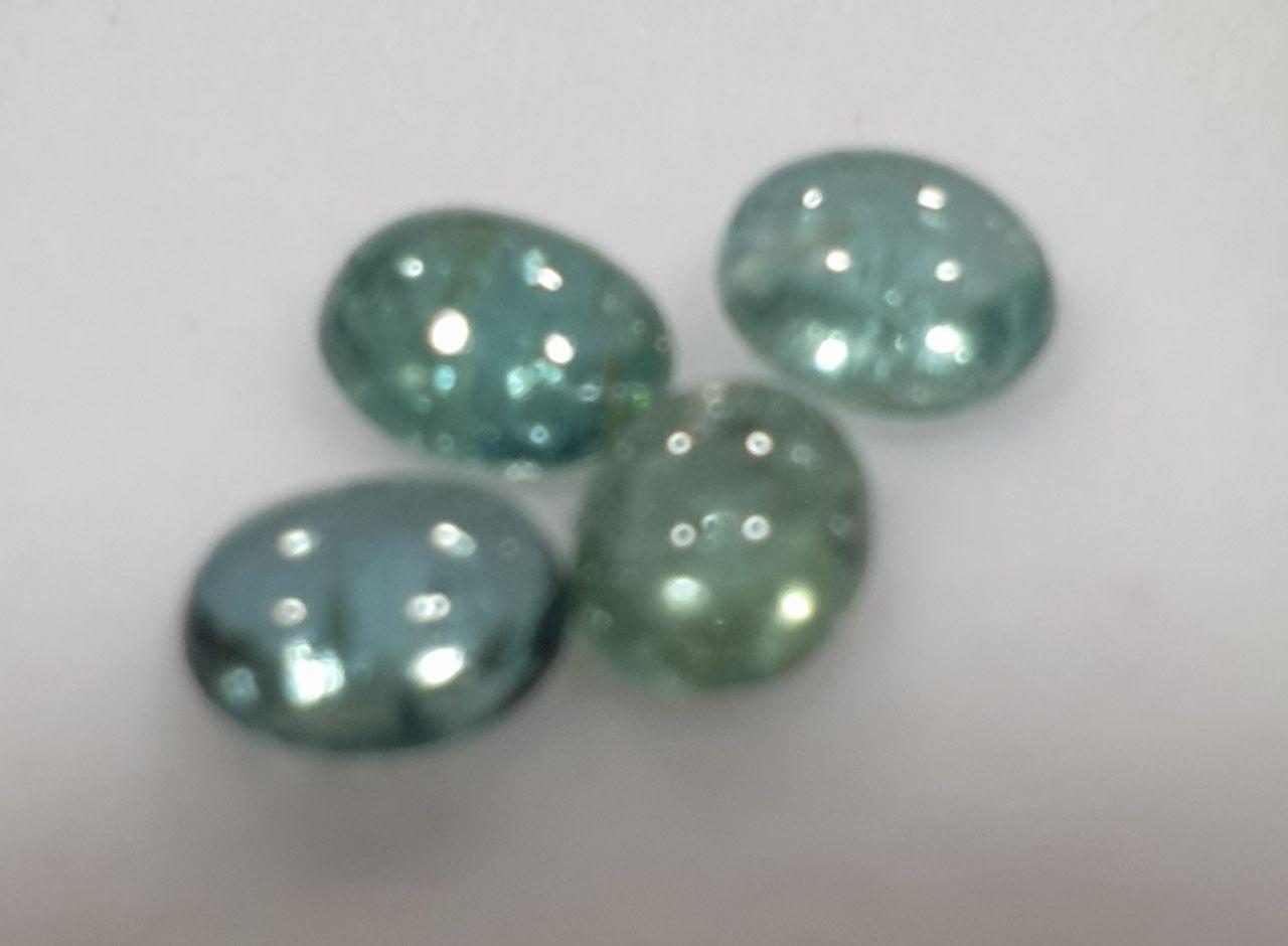 Blue Tourmaline Lot Oval Cabochons 5x4mm.-(4pcs)  -Gemstone Parcels-Loose Stones Wholesale Price