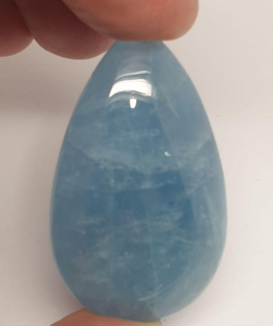 Huge Undrilled Blue Aquamarine Drop Cabochon Tear Drop 45.08x27.6mm. 90.65ct.