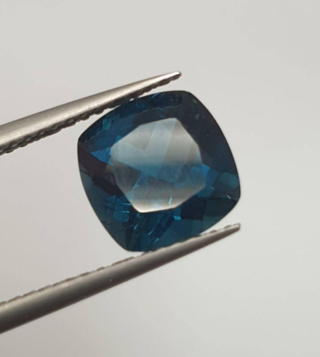 1 Pc London Blue Topaz Faceted Square 8.5mm 2.8 ct  Brilliant Cut - Natural Gemstone