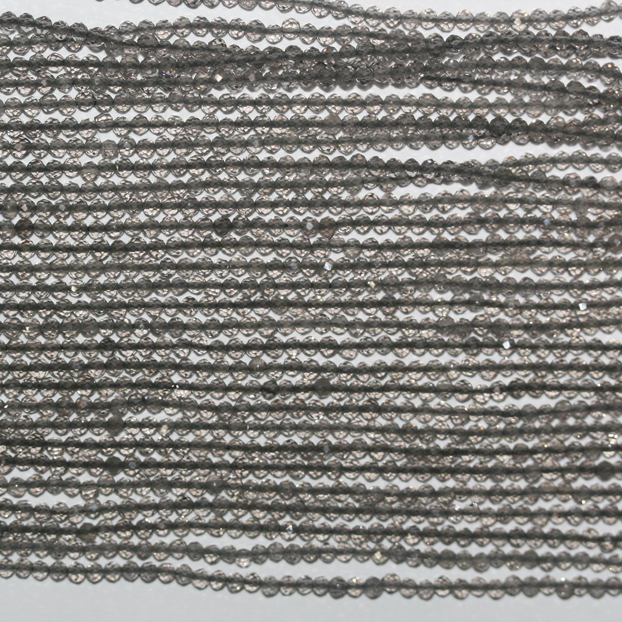 13" Obsidian Faceted Round Beads 2mm.-Strand 39cm.