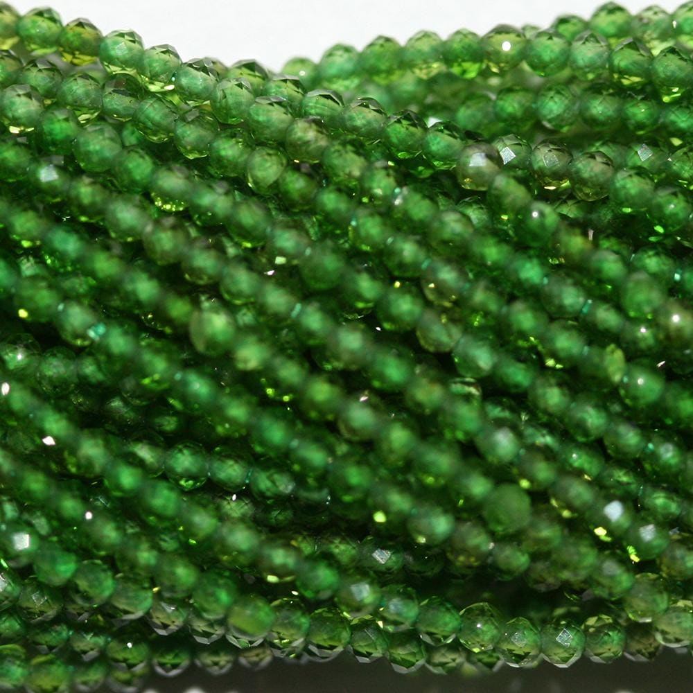 13" Chrome Diopside Faceted Round Beads  2mm.-Strand 39cm