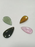 Green Pink Petro Tourmaline Drop Cabochon Lot 18.2-15.7x10.5-8.7mm Cabochon 4 Pcs Lot- Pink Green Tourmaline- Watermelon Tourmaline
