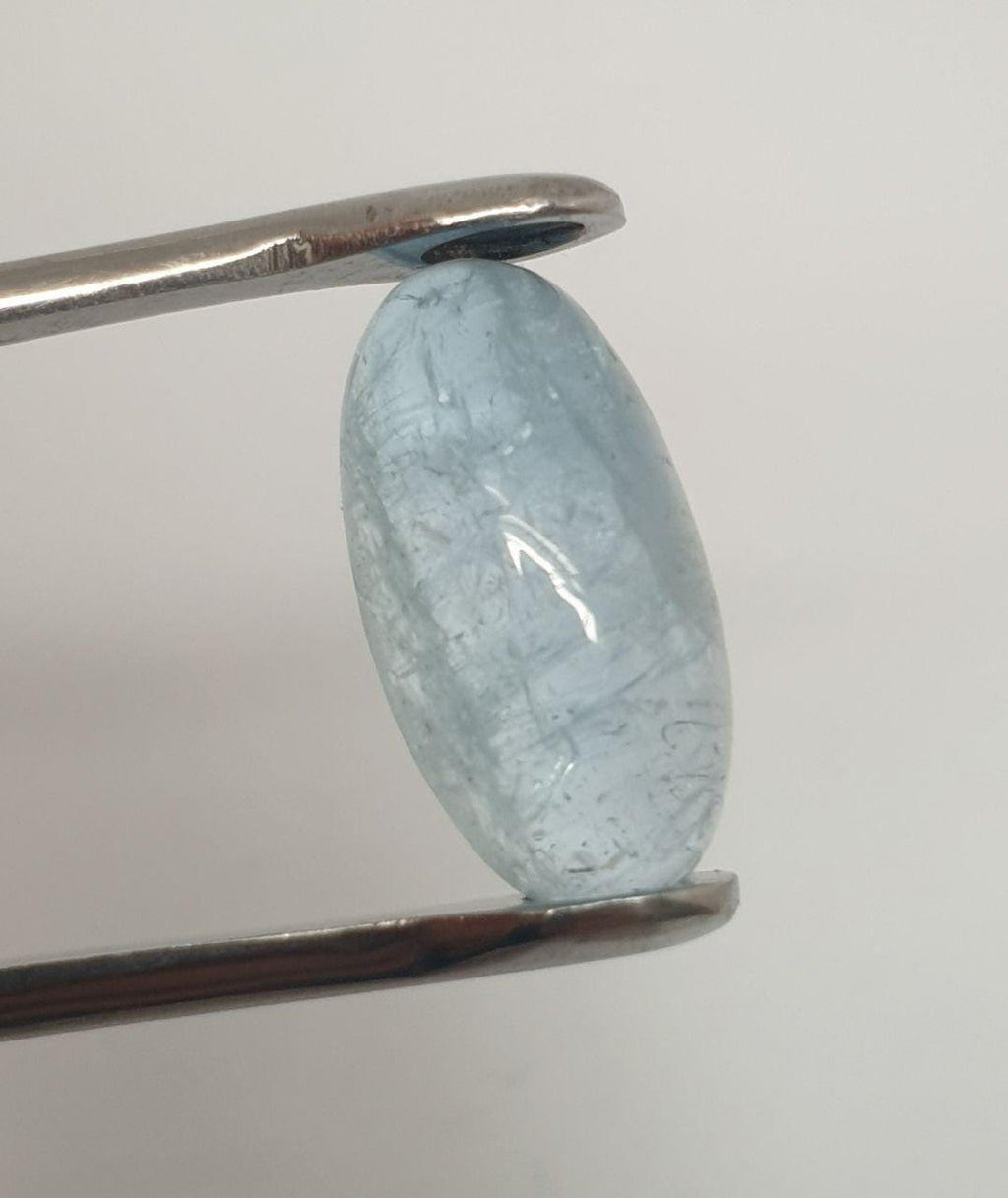Top Blue Color Aquamarine Long Cabochon 19.5x10.5mm.-10.7ct- Natural Untreated Gemstone