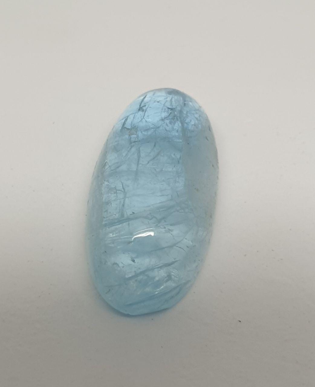 Top Blue Color Aquamarine Long Cabochon 19.5x10.5mm.-10.7ct- Natural Untreated Gemstone