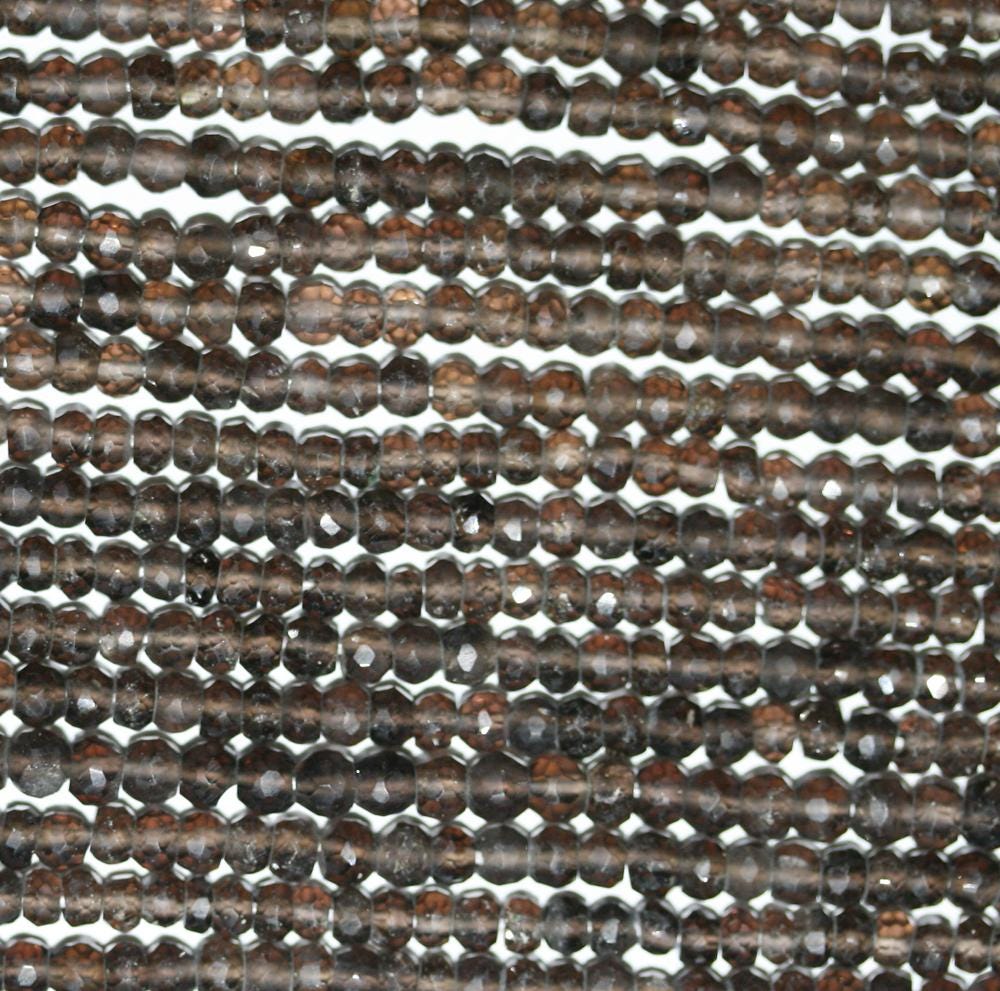 13" St Smoky Quartz Faceted Rondelle Beads 3x2mm.-Strand 34cm