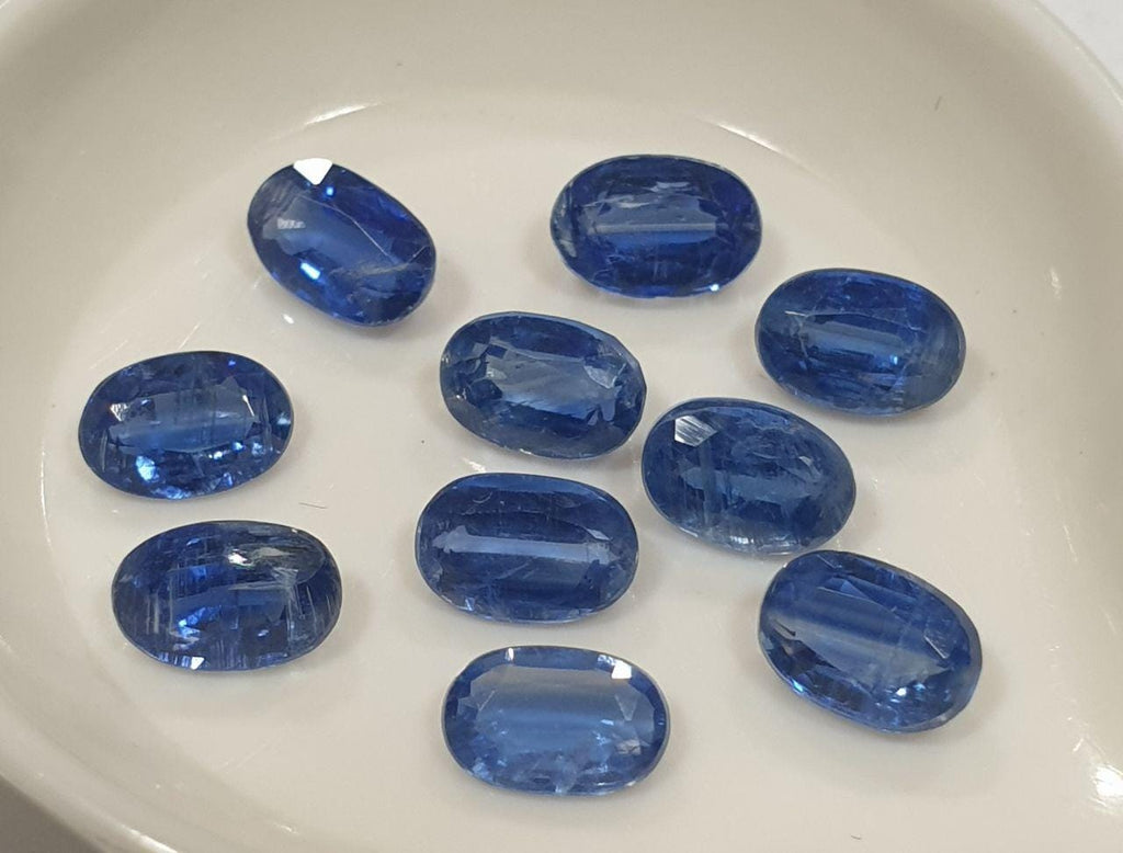 10 Pcs Lot Natural Deep Blue  Kyanite  Disthene Faceted Oval 6x4mm - Brazil -Natural Untreated Gems