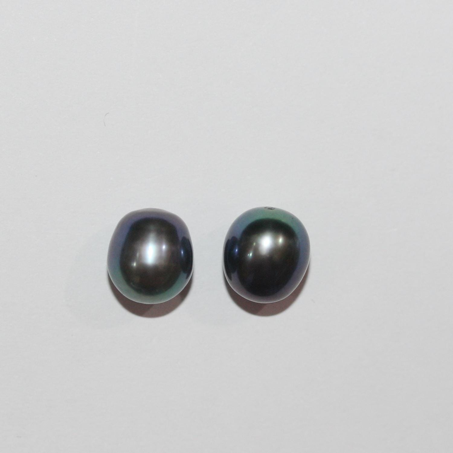 1 Pair Gray  Freshwater  Oval Top Luster Half Drilled Pearl  7.5-8mm.-Approx.  Oval Natural  Pearl-Price Per 1 Pair- Pearl Earring