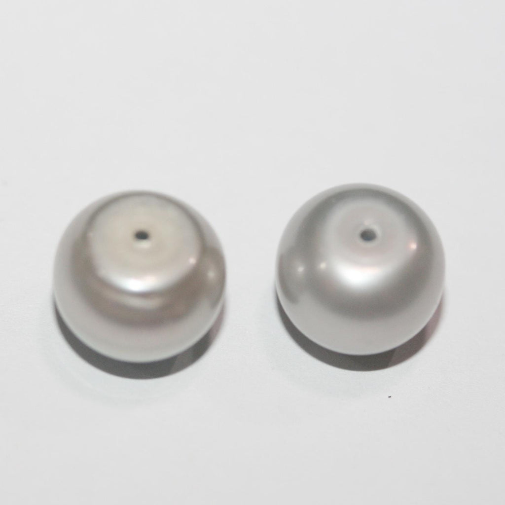 1 Pair High Gray Cultured Button Pearl 10.5-11mm.-Approx.-Half Drill. Button Natural  Pearl-Price Per 1 Pair- Pearl Earring
