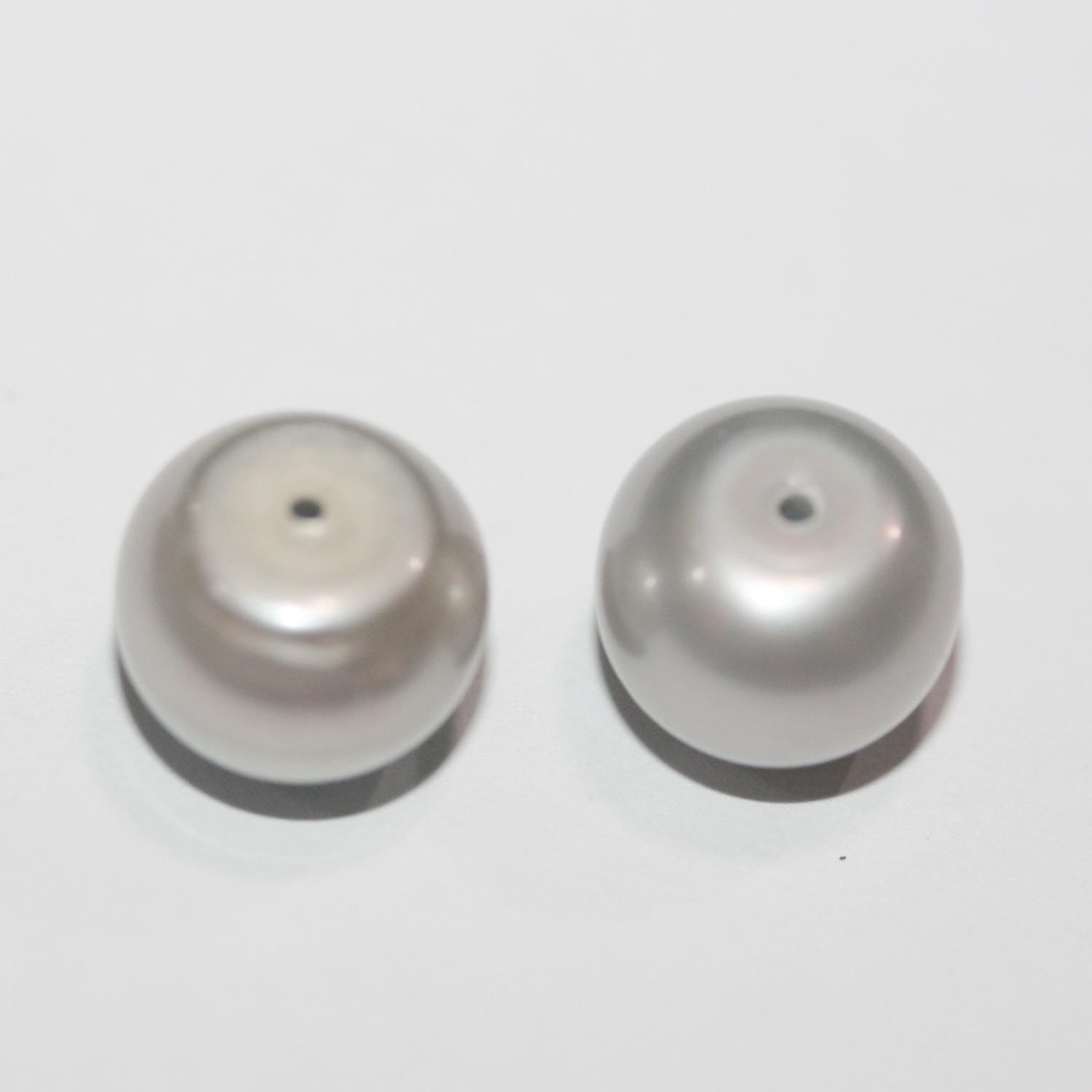 1 Pair High Gray Cultured Button Pearl 10.5-11mm.-Approx.-Half Drill. Button Natural  Pearl-Price Per 1 Pair- Pearl Earring