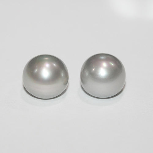 1 Pair High Gray Cultured Button Pearl 10.5-11mm.-Approx.-Half Drill. Button Natural  Pearl-Price Per 1 Pair- Pearl Earring