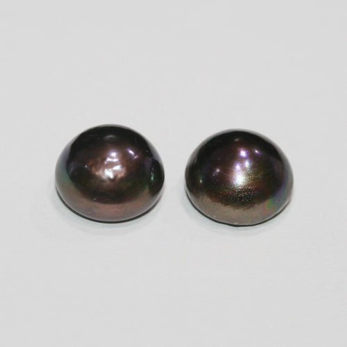 1 Pair High Brown Cultured Button Pearl 13.5-14mm.-Approx.-Half Drill. Button Natural  Pearl-Price Per 1 Pair- Pearl Earring