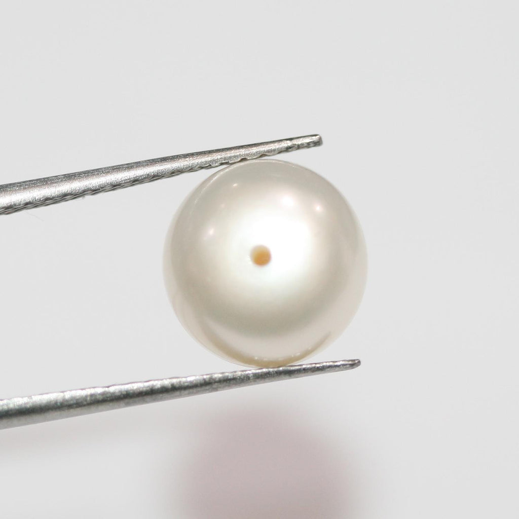 1 Pair High Cultured Button Pearl 10-10.5mm.-Approx.-Half Drill. Button Natural  Pearl-Price Per 1 Pair- Pearl Earring