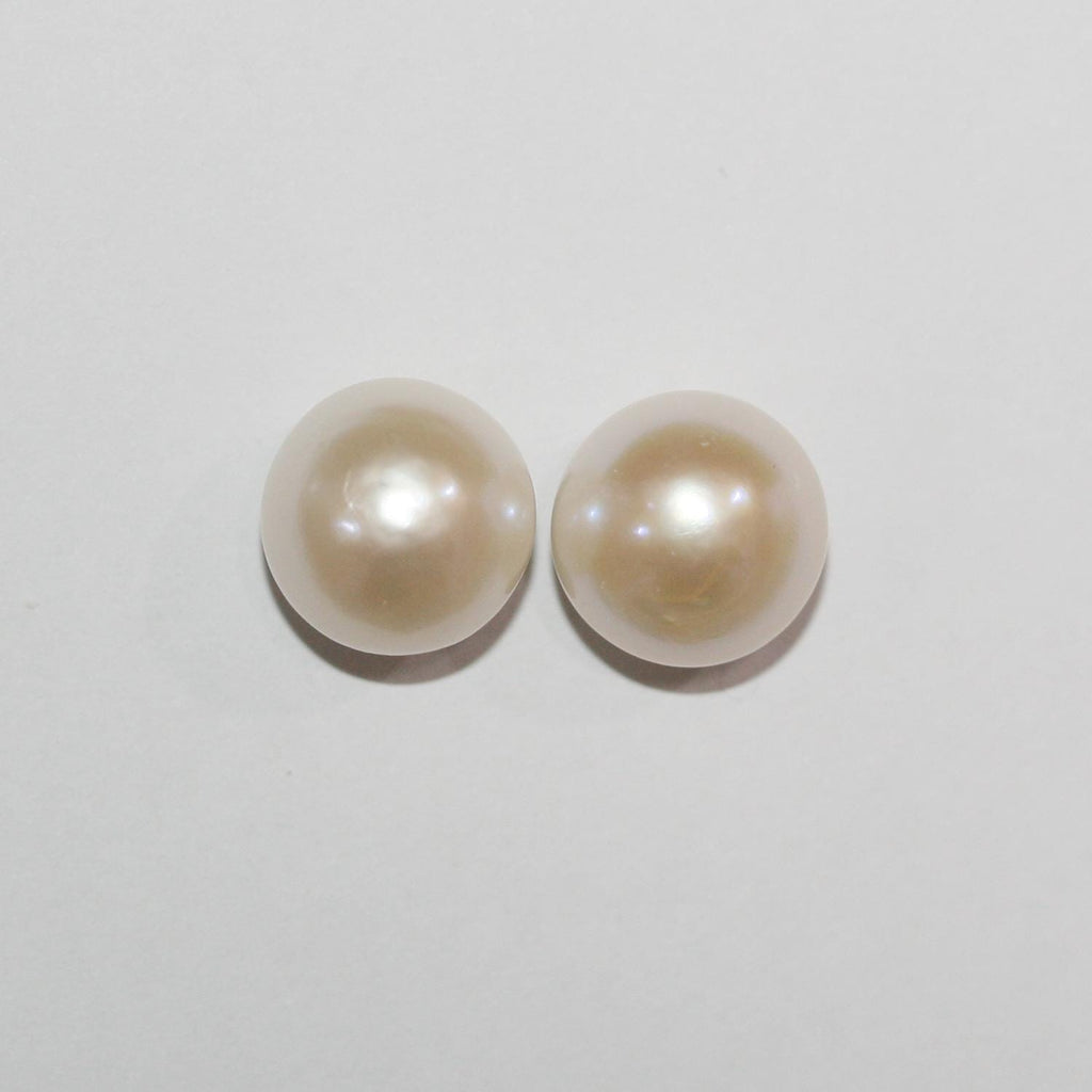 1 Pair Cultured Round Pearl 9-10mm.-Approx.-Half Drill. Round Natural  Pearl-Price Per 1 Pair- Pearl Earring