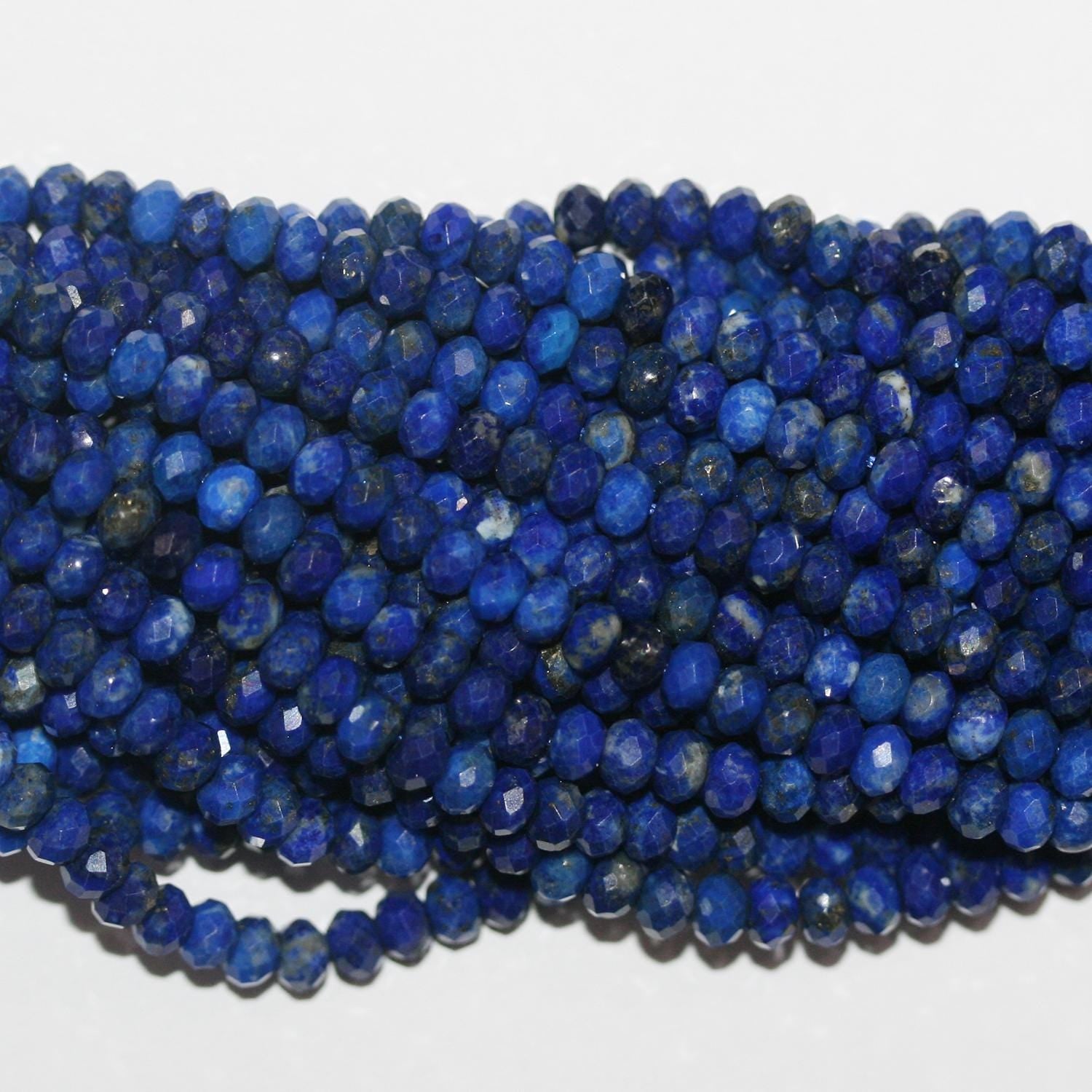 15" St Lapis Lazuli Faceted Rondelle Beads 4x3mm.-Strand 39cm. - Hard Gems