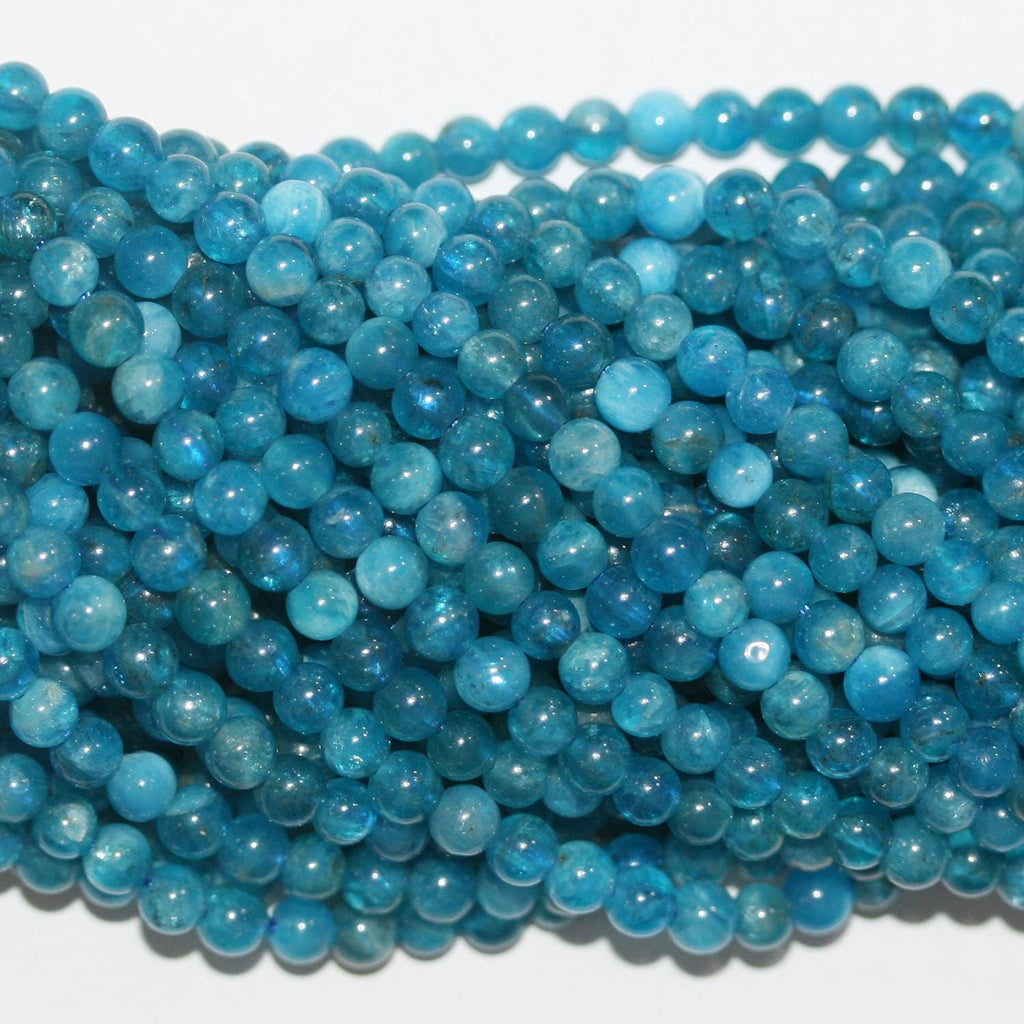 Perles rondes lisses en apatite St de 15 pouces (4 mm) - Fil de 39 cm
