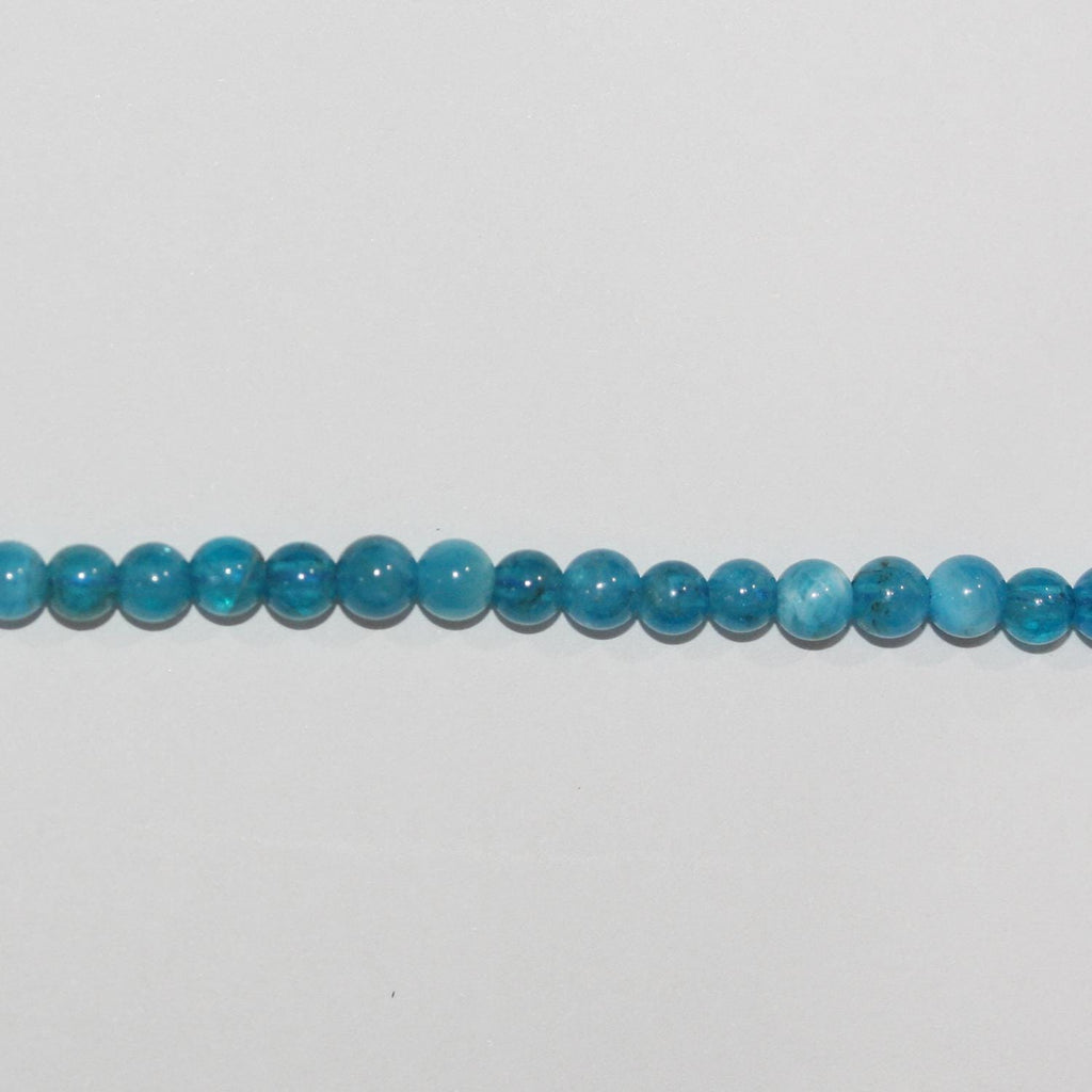 Perles rondes lisses en apatite St de 15 pouces (4 mm) - Fil de 39 cm