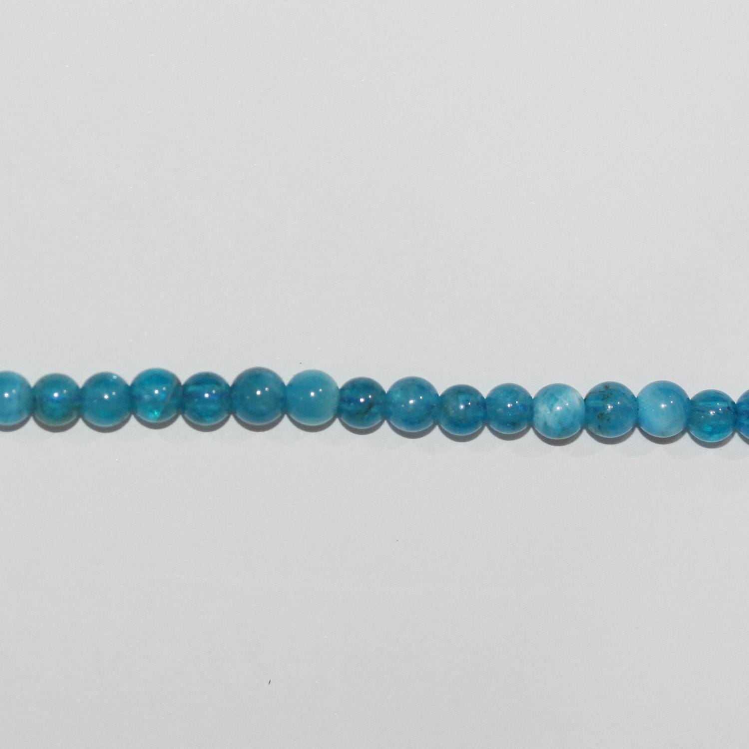 Perles rondes lisses en apatite St de 15 pouces (4 mm) - Fil de 39 cm