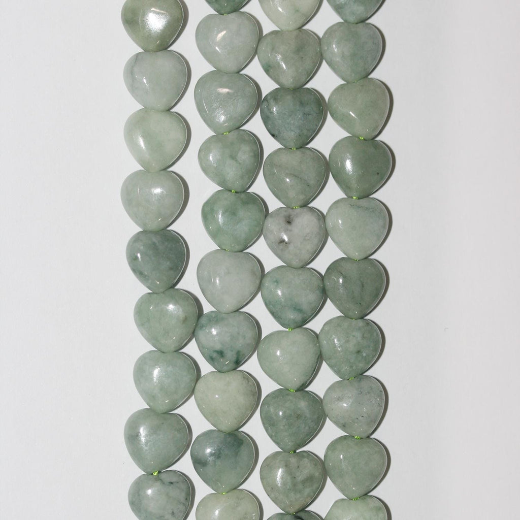 12" St Burma Jade Smooth Heart Beads 10mm.-Strand 30cm