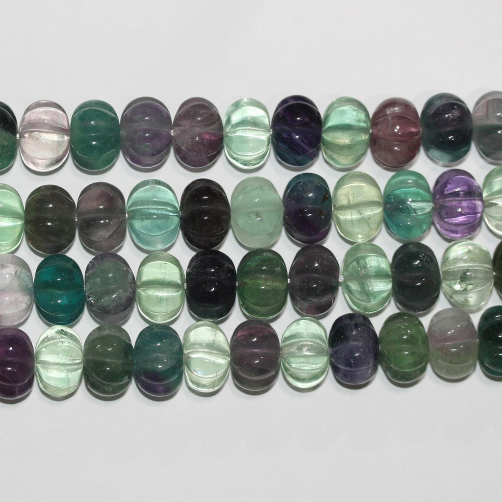 14" St Fluorite pumpkin Rondelle Beads 12x9mm.-Strand 39cm