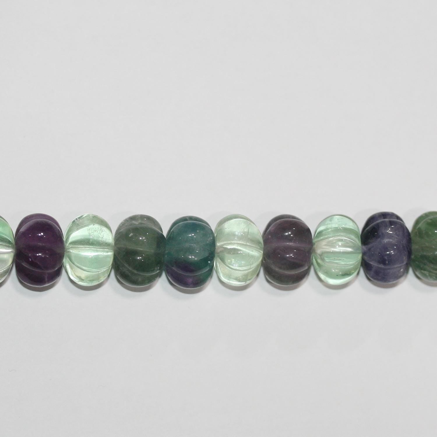 14" St Fluorite pumpkin Rondelle Beads 12x9mm.-Strand 39cm