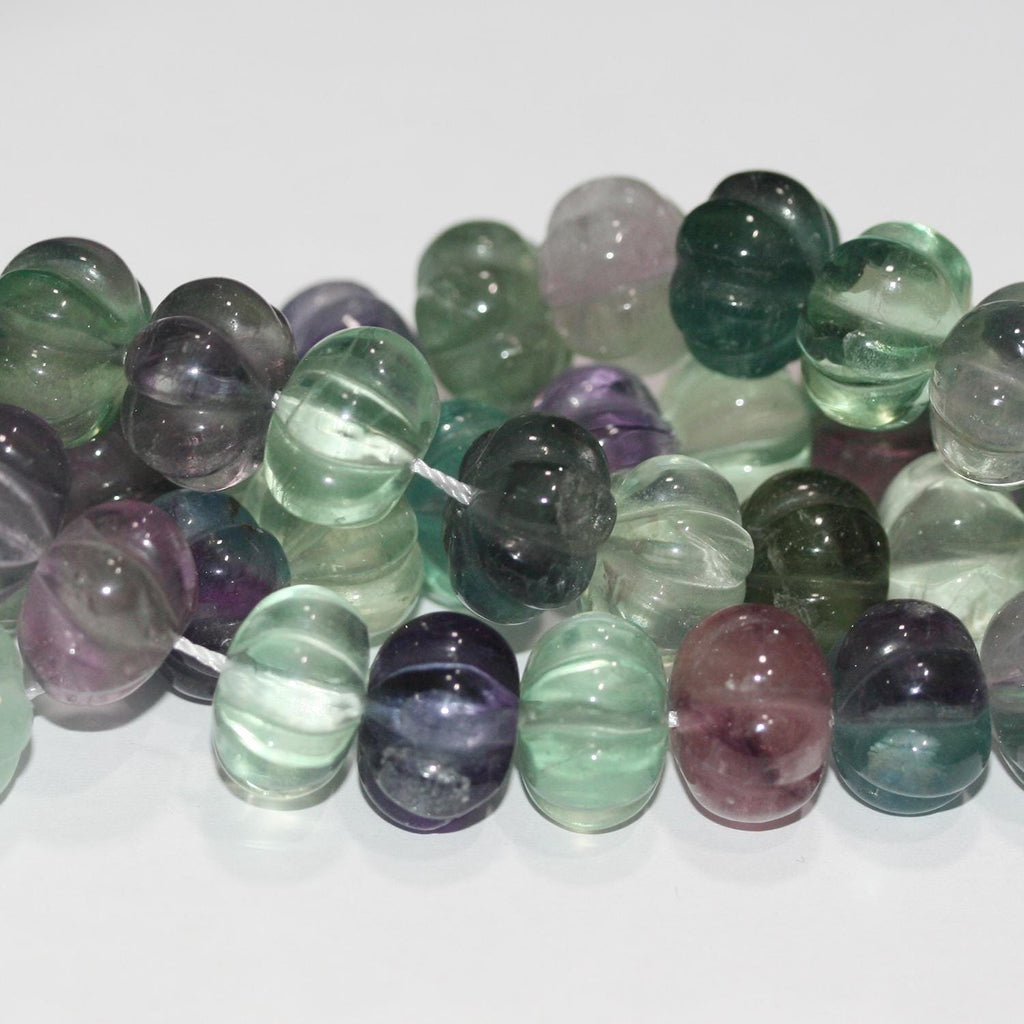 14" St Fluorite pumpkin Rondelle Beads 12x9mm.-Strand 39cm
