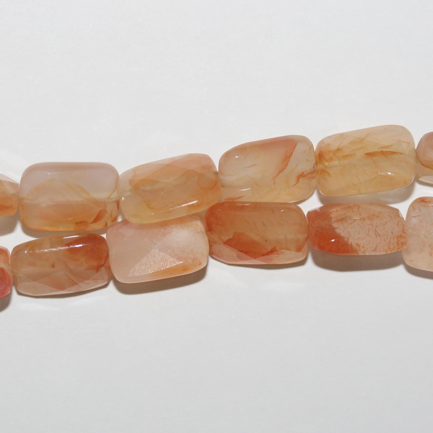 Perles rectangulaires à facettes en cornaline 16" (12 x 9 mm) - Fil de 40 cm